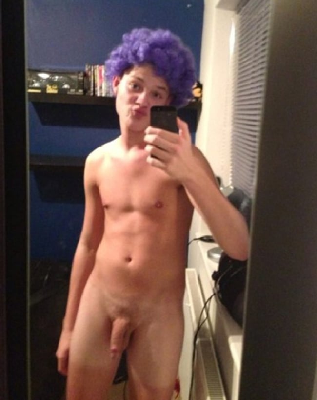 Nude Boy With Blue Hair